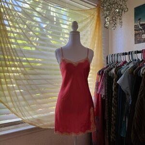 Victoria's Secret Pink Chemise with Gold Lace Trim